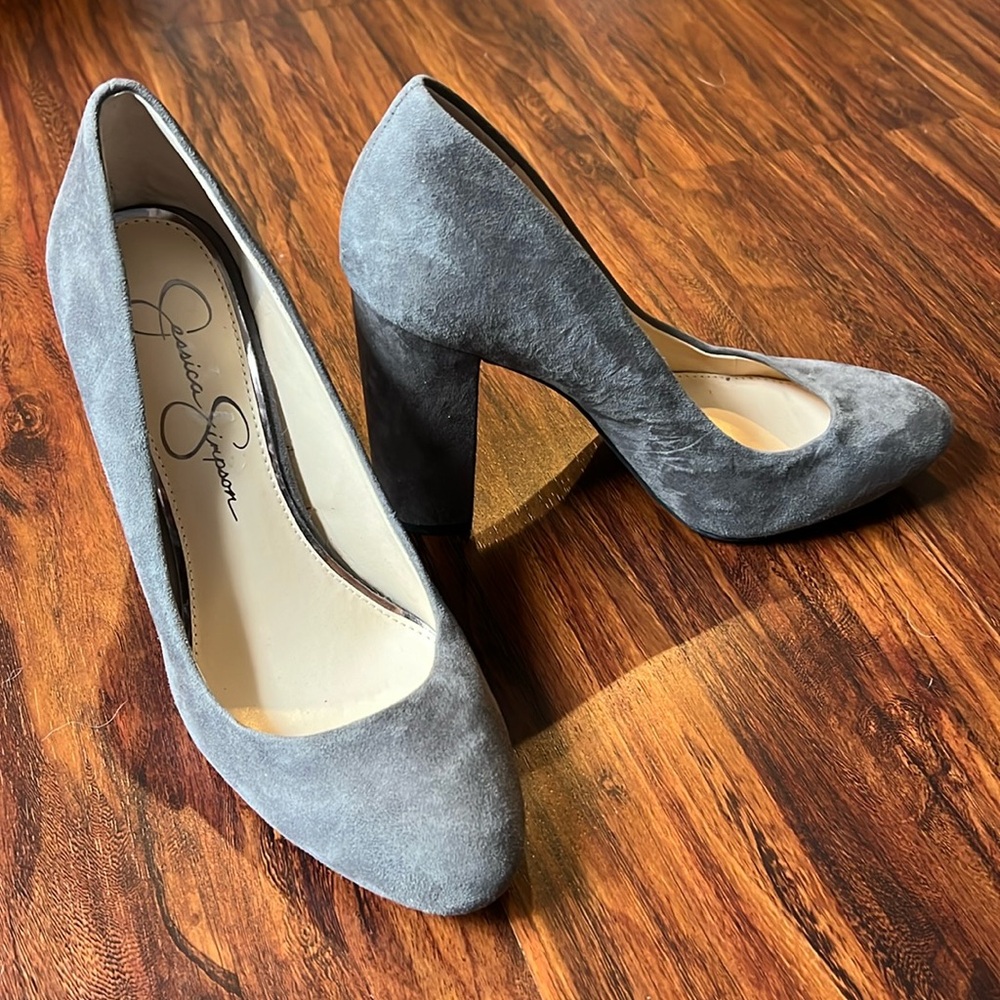 COPY - New Jessica Simpson Grey Suede Chunky Heels
